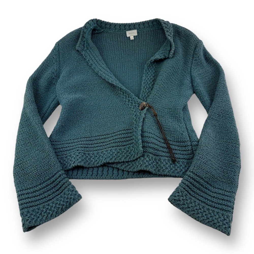 Essentiel Antwerp Blue Knitted Cotton Blend Cardigan Sweater Womens Size Large